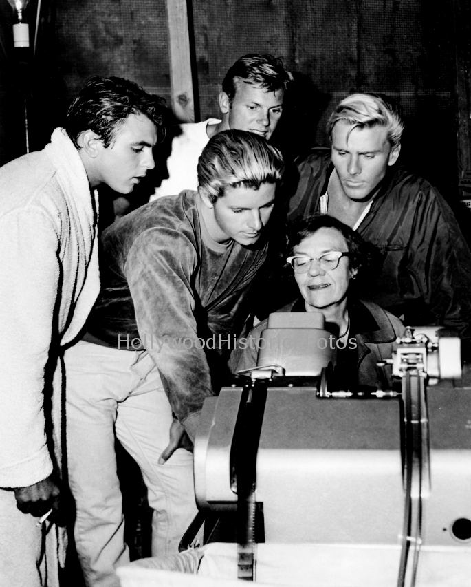 Film Editor 1964 Eda Warren Working on film Ride the Wild Surf.jpg